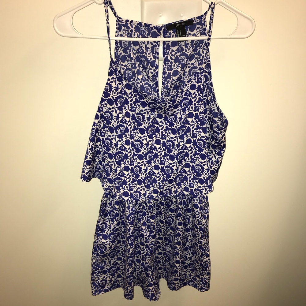Blue & white romper